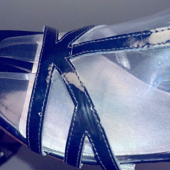 Kate Spade 1” leather wedge heels navy blue - Picture 9 of 12